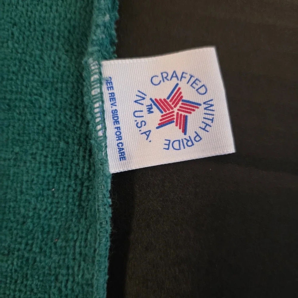 Vintage Christmas Carousel Horse Bath Towel & Washcloth Set Green Made in USA